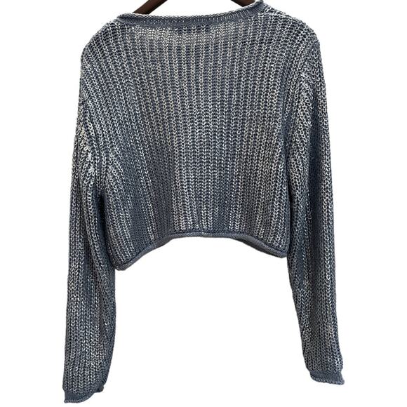 Zara Women’s Crop Sweater Metallic Silver Size Medium - Picture 4 of 12